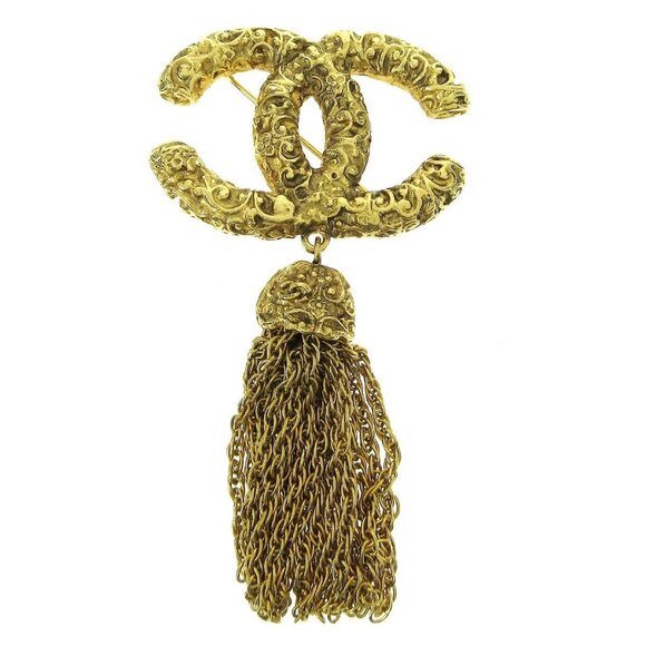 Chanel Fringe Brooch Pin Gold 93A 94207 - Picture 1 of 8